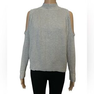 Grey Cold Shoulder Knit Sweater - Size Small